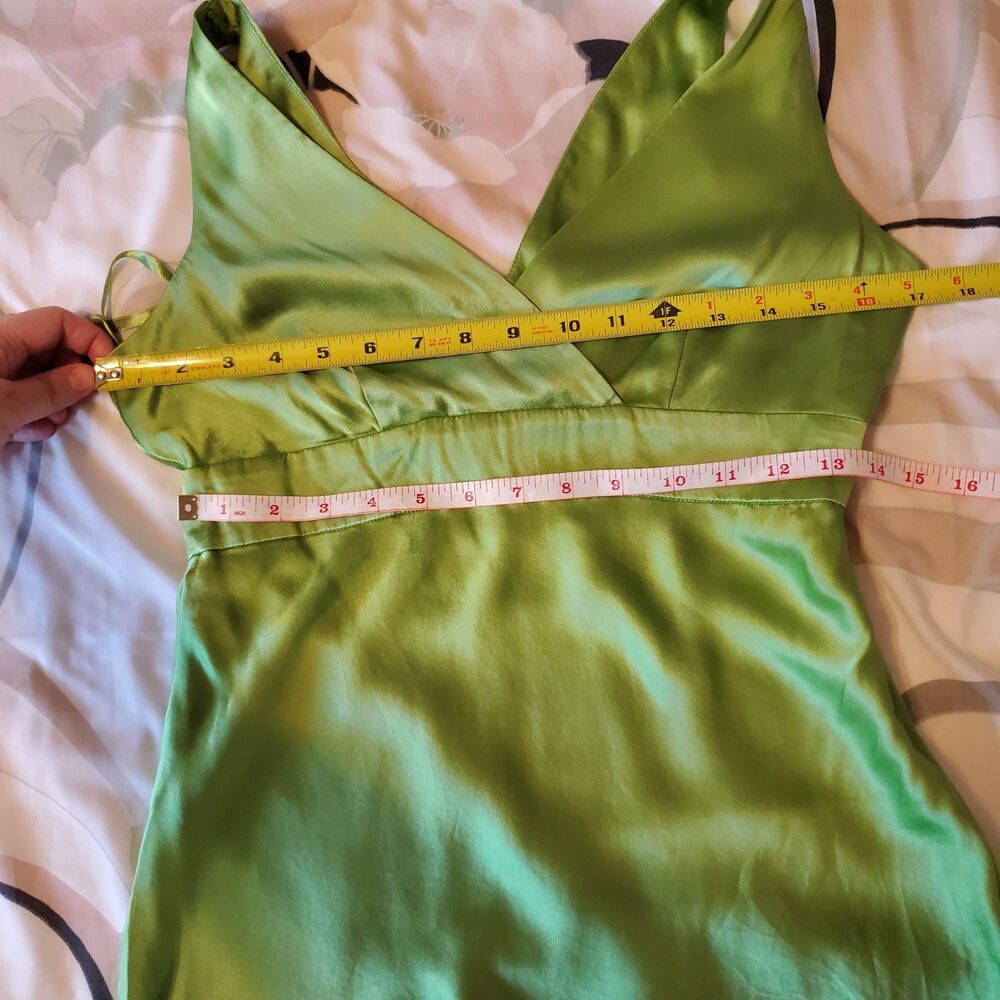 INC Y2k Silk Satin Green Babydoll Top Size 4 Going Out Forest Fairy Feminine - Picture 8 of 9